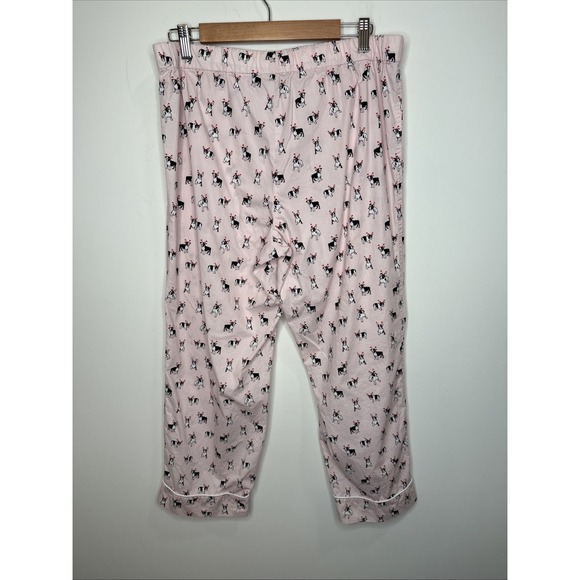 J.Crew Pajama Pants Womens M Pink Frenchie French Bulldog Pull On Elastic‎ Waist - Picture 5 of 7